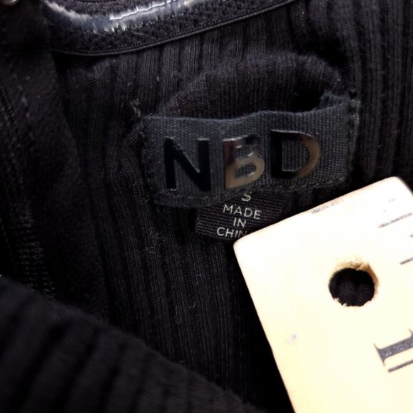 NBD Revolve Eden Jumpsuit Shoulder Tie Straps Ribbed Black Small Crop Straight - Picture 11 of 13